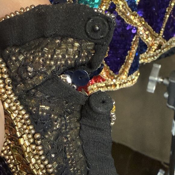 Vintage Black Tie Silk Sequin Top Stunning Condition Size Small Vintage 80's - Picture 8 of 13